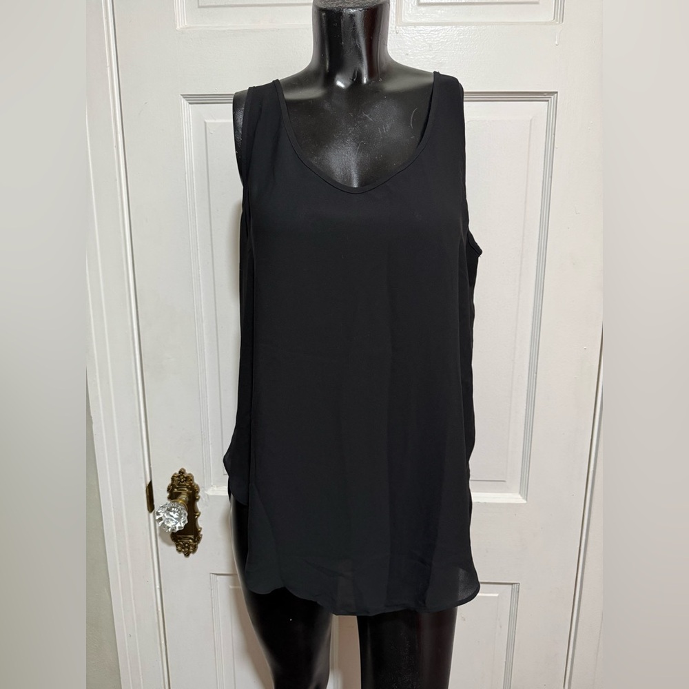 Womens Small Sheer Black Sleeveless Tank Shirt Banana Republic